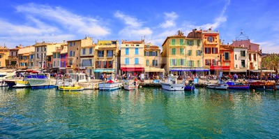 Cassis old town port promenade, Provence, France Stock Photo