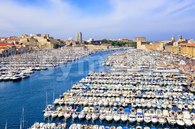 Old Port in the city center of Marseilles, France Stock Photo