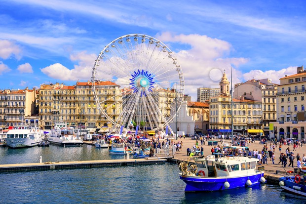 Marseilles city center and the old port, France Stock Photo