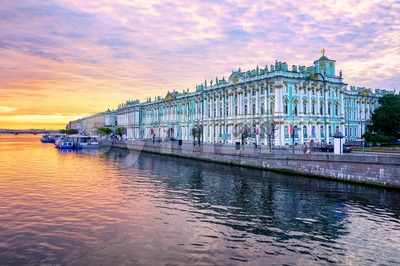 Winter Palace on Neva river, St Petersburg, Russia Stock Photo