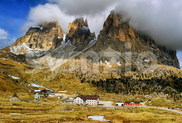 Clouds over Dolomites mountains, Alps, Italy Stock Photo