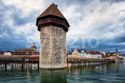 Water Tower in the old town of Lucerne, Switzerland Stock Photo