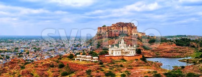 Panorama of blue city Jodhpur, India Stock Photo