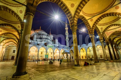 The courtyard of Sultan Ahmet Mosque, Istanbul, Turkey Stock Photo