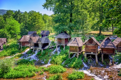 Jajce watermills, Bosnia and Herzegovina Stock Photo