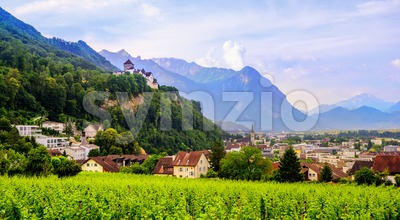 Vaduz town, the capital of Liechtenstein, Europe Stock Photo