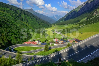 Winding motorway in a beautiful valley, Tyrol, Austria Stock Photo