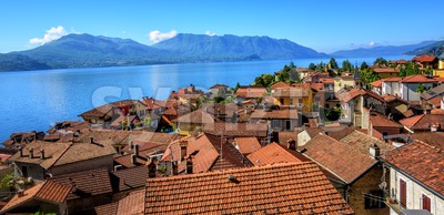 Red tiled roofs of Cannero old town, Lago Maggiore, Italy Stock Photo