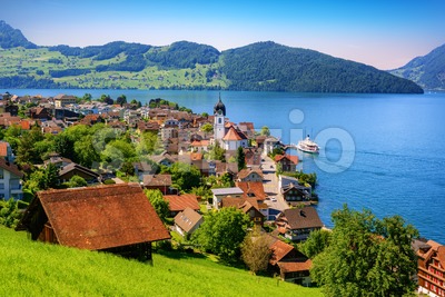 Lake Lucerne in the Alps mountains, Switzerland Stock Photo