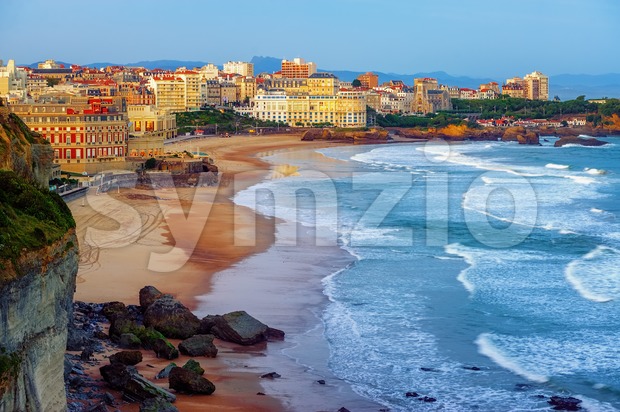 Biarritz city and its famous sand beaches, France Stock Photo