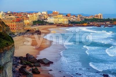 Biarritz city and its famous sand beaches, France Stock Photo