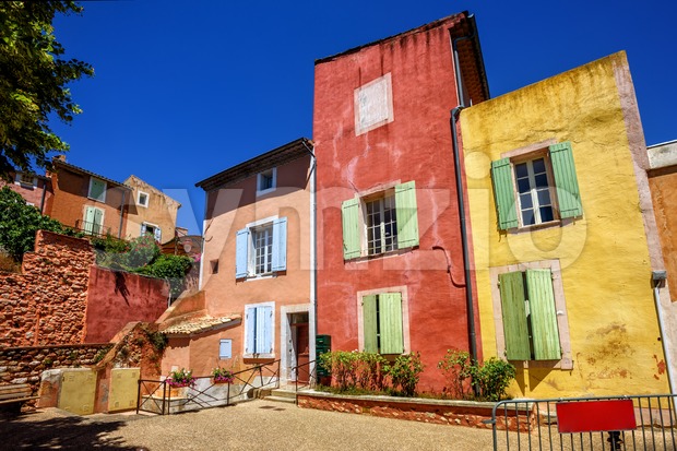 Old Town of Roussillon, Provence, France Stock Photo