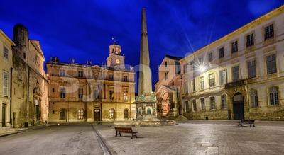 Arles Old Town at night, Provence, France Stock Photo