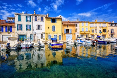 Colorful houses in Martigues Old Town, Provence, France Stock Photo