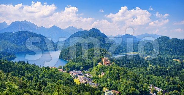 Hohenschwangau castle in the Alps mountains, Bavaria, Germany Stock Photo
