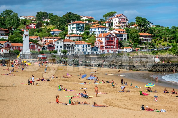 Sand beach in the basque town Saint-Jean-de-Luz, France Stock Photo