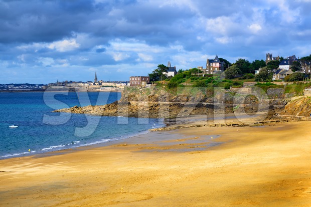 Brittany atlantic coast with St Malo and Dinard towns Stock Photo