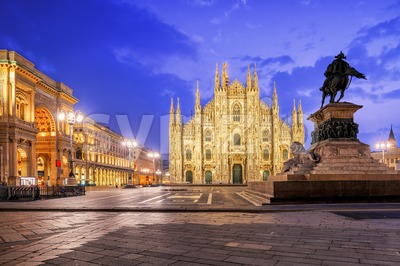 Milan Cathedral and the Galleria on piazza Duomo, Italy Stock Photo