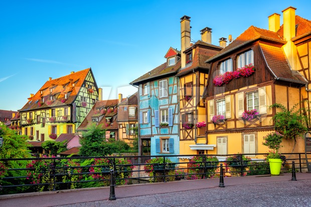 Colorful timber houses in Colmar Old Town, Alsace, France Stock Photo