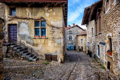 Perouges, a medieval old town near Lyon, France Stock Photo