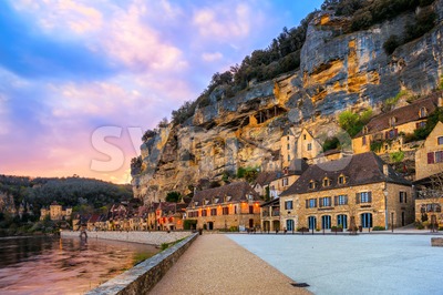 La Roque-Gageac Old Town, France, on sunset Stock Photo