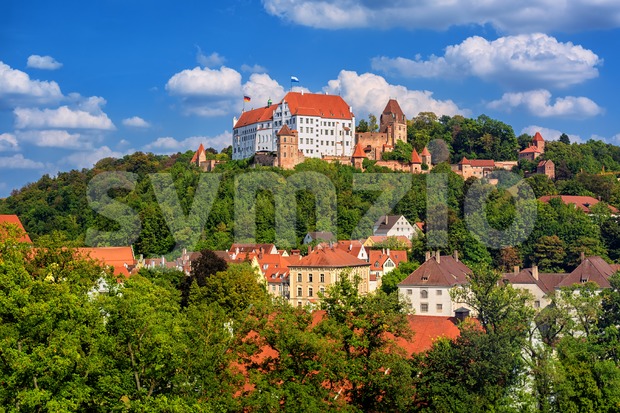 Landshut, historical Burg Trausnitz castle and Old Town, Bavaria, Germany Stock Photo
