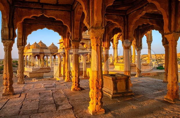 Bada Bagh tombs in Jaisalmer, Rajasthan, India Stock Photo