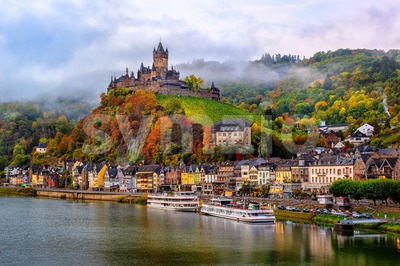 Cochem, a beautiful historical town on romantic Moselle river, Germany Stock Photo