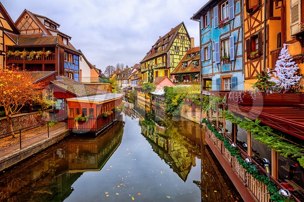 Colorful timber houses in Colmar Old Town, Alsace, France Stock Photo