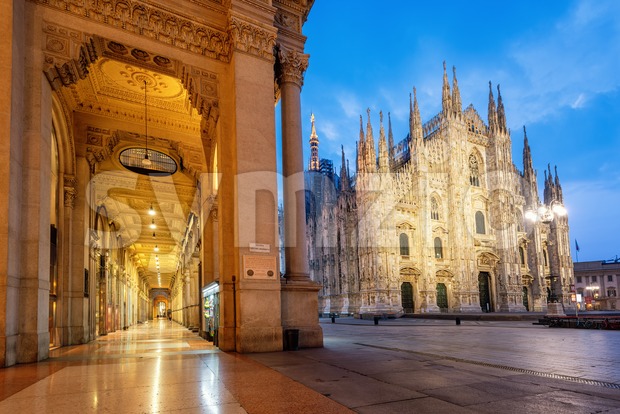 Milan city, the Duomo Cathedral and Galleria Vittorio Emanuele II, Italy Stock Photo