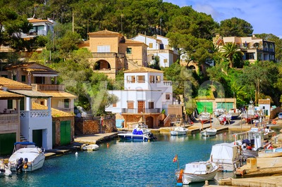Little fishermen town on Mallorca island in Mediterranean sea, Spain Stock Photo