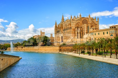 Gothic medieval cathedral of Palma de Mallorca, Spain Stock Photo