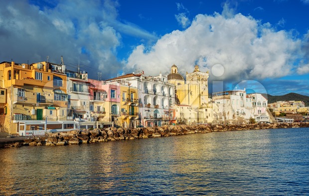 Ischia town waterfront, Naples, Italy Stock Photo