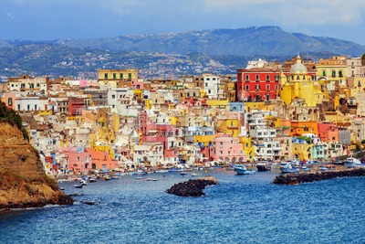 Colorful fishing village on Procida island, Naples, Italy Stock Photo