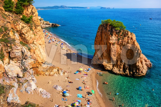 Illa Roja sand beach, Costa Dorada, Spain Stock Photo