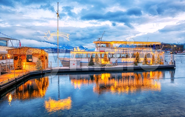 Christmas time on Lake Lucerne, Switzerland Stock Photo