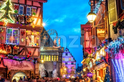 Christmas illumination in Colmar, Alsace, France Stock Photo