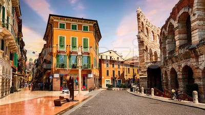 Verona historical Old town center, Italy Stock Photo