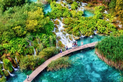 Waterfalls in Plitvice Lakes National Park, Croatia Stock Photo